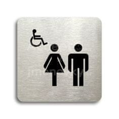 ACCEPT Piktogram WC ženy, muži, invalidé - stříbrná tabulka - černý tisk bez rámečku