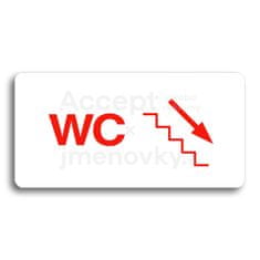 ACCEPT Piktogram WC VPRAVO DOLŮ - bílá tabulka - barevný tisk bez rámečku