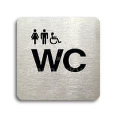 ACCEPT Piktogram WC ženy, muži, invalidé - stříbrná tabulka - černý tisk bez rámečku
