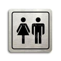 ACCEPT Piktogram WC ženy, muži - stříbrná tabulka - černý tisk