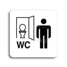 ACCEPT Piktogram WC muži kabinka - bílá tabulka - černý tisk bez rámečku