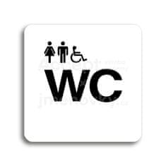 ACCEPT Piktogram WC ženy, muži, invalidé - bílá tabulka - černý tisk bez rámečku