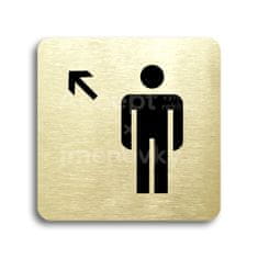 ACCEPT Piktogram WC muži vlevo nahoru - zlatá tabulka - černý tisk bez rámečku
