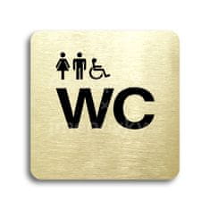 ACCEPT Piktogram WC ženy, muži, invalidé - zlatá tabulka - černý tisk bez rámečku