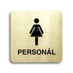 ACCEPT Piktogram WC ženy personál - zlatá tabulka - černý tisk bez rámečku