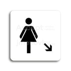 ACCEPT Piktogram WC ženy vpravo dolů - bílá tabulka - černý tisk bez rámečku