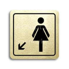 ACCEPT Piktogram WC ženy vlevo dolů - zlatá tabulka - černý tisk