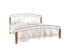 KONDELA Manželská postel, dřevo přírodní/stříbrný kov, 160x200, MIRELA