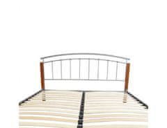 KONDELA Manželská postel, dřevo přírodní/stříbrný kov, 160x200, MIRELA