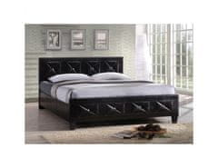 KONDELA Manželská postel, s roštem, ekokůže černá, 180x200, CARISA