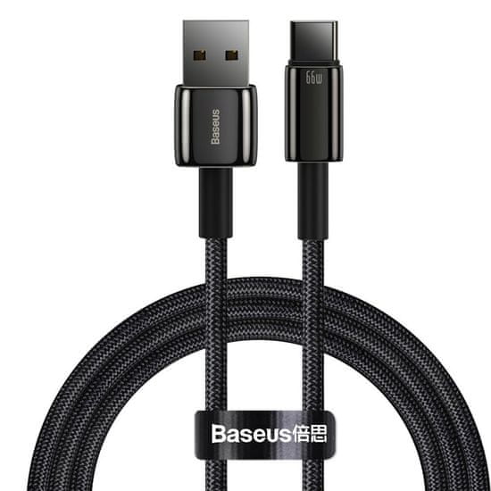 BASEUS Tungsten kabel USB / USB-C QC 66W 6A 2m, černý