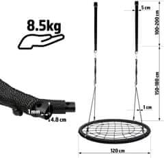 shumee Physionics Houpačka ve tvaru kruhu, síť, 120 cm, černá