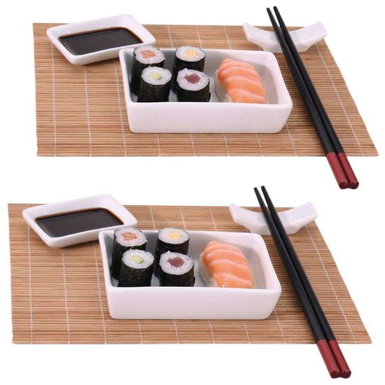 Sushi set BLACK AND PINK SAKURA, 4 pcs, MIJ