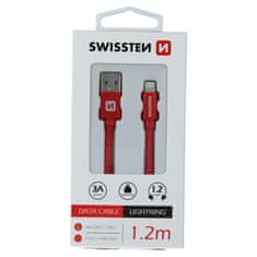 SWISSTEN Swissten textilní datový kabel Usb / Lightning 1,2 M Červený 8595217455689