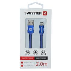 SWISSTEN Swissten textilní datový kabel Usb / Lightning 2,0 M Modrý 8595217458154