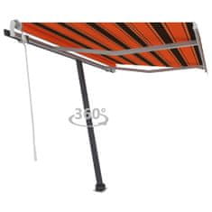 Greatstore Volně stojící ručně zatahovací markýza 300x250 cm oranžovohnědá