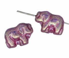 Kraftika 4ks pink opal lesk pink patina flat elephant animal beads