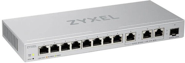 Kompaktný multi gigabit stolný switch prepínač ZyXEL XGS1250-12 12 portov RJ-45 VLAN SFP+ praktický pre domácnosť kanceláriu vysoká rýchlosť