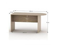 KONDELA Kancelářský stůl s obloukem, dub sonoma, TEMPO AS NEW 022