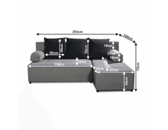 KONDELA Sedací souprava, P rohová, rozkládací, látka Inari 91 šedá / polštáře Inari 100 černá, MEXX