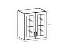 KONDELA Horní skříňka G60S se sklem, bíla/sosna Andersen, SICILIA