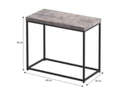 KONDELA Příruční stolek, černá / beton, TENDER