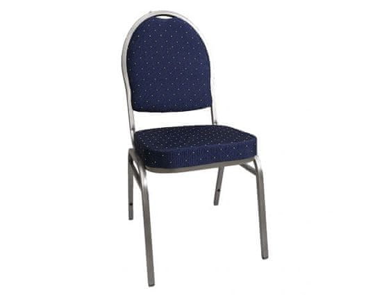 KONDELA Židle, stohovatelná, látka modrá/šedý rám, JEFF 3 NEW