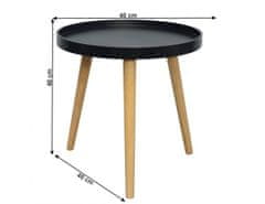 KONDELA Příruční stolek, černá/přírodní, SANSE TYP 2