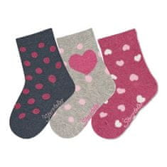Sterntaler ponožky zimní 3 páry dívčí, srdíčka tmavě modré 8422127, 30