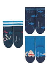 Sterntaler ponožky chlapecké 3 páry tmavě modré, žraloci 8322121, 18