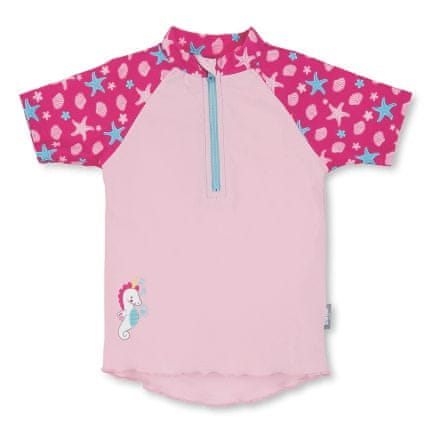 Sterntaler plavky tričko krátký rukáv dívčí UV 50+ růžové mořský koník, hvězdice 2502154, 110/116