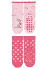 Sterntaler ponožky protiskluzové ABS dívčí 2 páry růžové se třpytem, klokan 8002123, 18