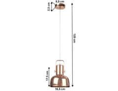 KONDELA Visící lampa v retro stylu, kov, rose gold, AVIER TYP 3