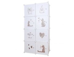 Dětská modulární skříň, bílá / hnědý vzor, KIRBY