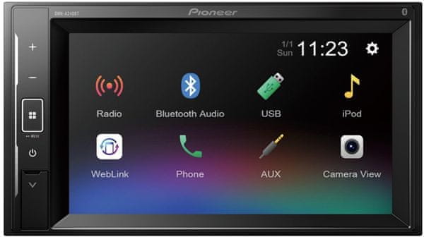  moderní autorádio s dotykovým displejem pioneer DMH-A240BT Bluetooth bez mechaniky skvělý zvuk weblink auxin handsfree 