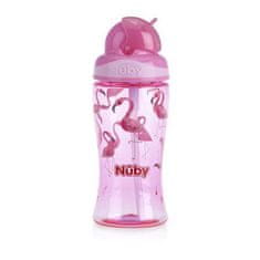 Nuby Hrnek netekoucí se sklápěcím brčkem 360 ml růžová