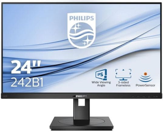 Kancelársky monitor Philips 242B1 vhodný pre grafické programy vývojárov dizajnérov kreatívcov kompatibilita Full HD rozlíšenie sRGB NTSC 2× 2 W reproduktormi