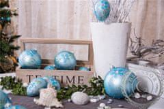Decor By Glassor Vánoční koule modrá květy (Velikost: 8)