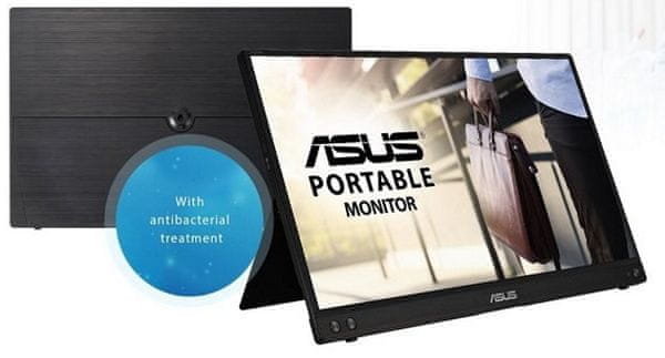 Přenosný monitor Asus MB16ACV (66C0KAC3EU) vhodný pro grafické programy vývojáře designéry kreativce kompatibilita Full HD rozlišení 2× 1W reproduktory 