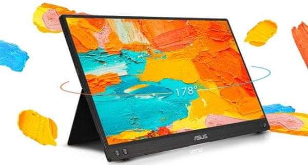 Přenosný monitor Asus MB16ACV (66C0KAC3EU) vhodný pro grafické programy vývojáře designéry kreativce kompatibilita Full HD rozlišení 2× 1W reproduktory 