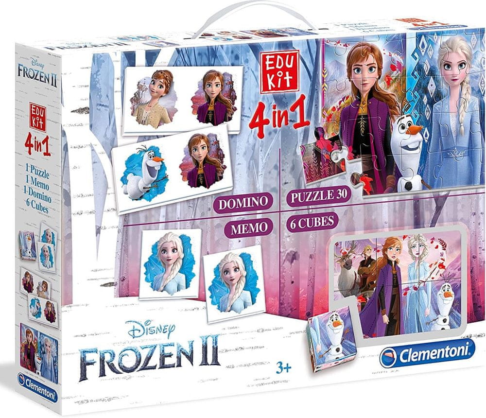 Clementoni EDUkit - Frozen2 4v1 (pexeso, 60 puzzle, domino, 6 kostek)