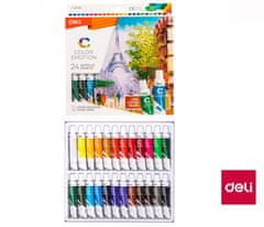 Deli stationery Barvy akrylové sada Deli 24 barev, 12ml EC12-24