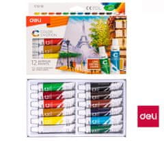 Deli stationery Barvy akrylové sada Deli 12 barev, 12ml EC12-12