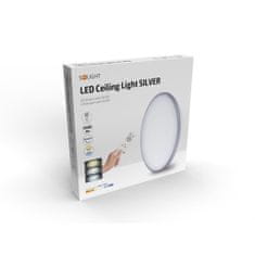 Solight Solight LED stropní světlo Silver, kulaté, 24W, 1800lm, stmívatelné, dálkové ovládání, 38cm WO761