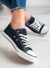 Amiatex Módní dámské modré tenisky bez podpatku + Ponožky Gatta Calzino Strech, odstíny modré, 37