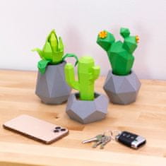 Kaktusy v betonových květináčích – DIY kreativní sada - 3D vystřihovánka