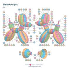 Balónkový pes – 3D papírový model, žlutá