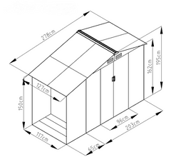 IWHOME Zahradní domek LUCIFER A 3,53 m² antracit + podlahová konstrukce LUCIFER A IWH-10230025 + IWH-10240010