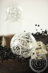 Decor By Glassor Vánoční baňka čirá s bílou květinou (Velikost: 6)