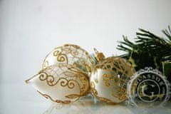 Decor By Glassor Vánoční baňka průhledná zlatý dekor (Velikost: 6)